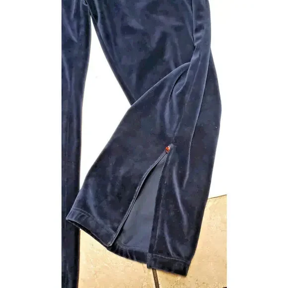VTG Fila Baggy Velour Pants Men 2XL Navy Blue Ankle Zip Pockets Embroidered Y2K - Picture 4 of 8